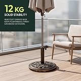 Keplin 12kg Cast Iron Effect Parasol Base Floral Pattern 45mm Diameter Bronze view 7