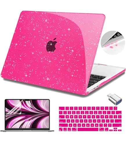 G JGOO MacBook Air 13 Inch Case 2022-2018 Models - Glitter Hard Shell With Keyboard Covers & Screen Protector