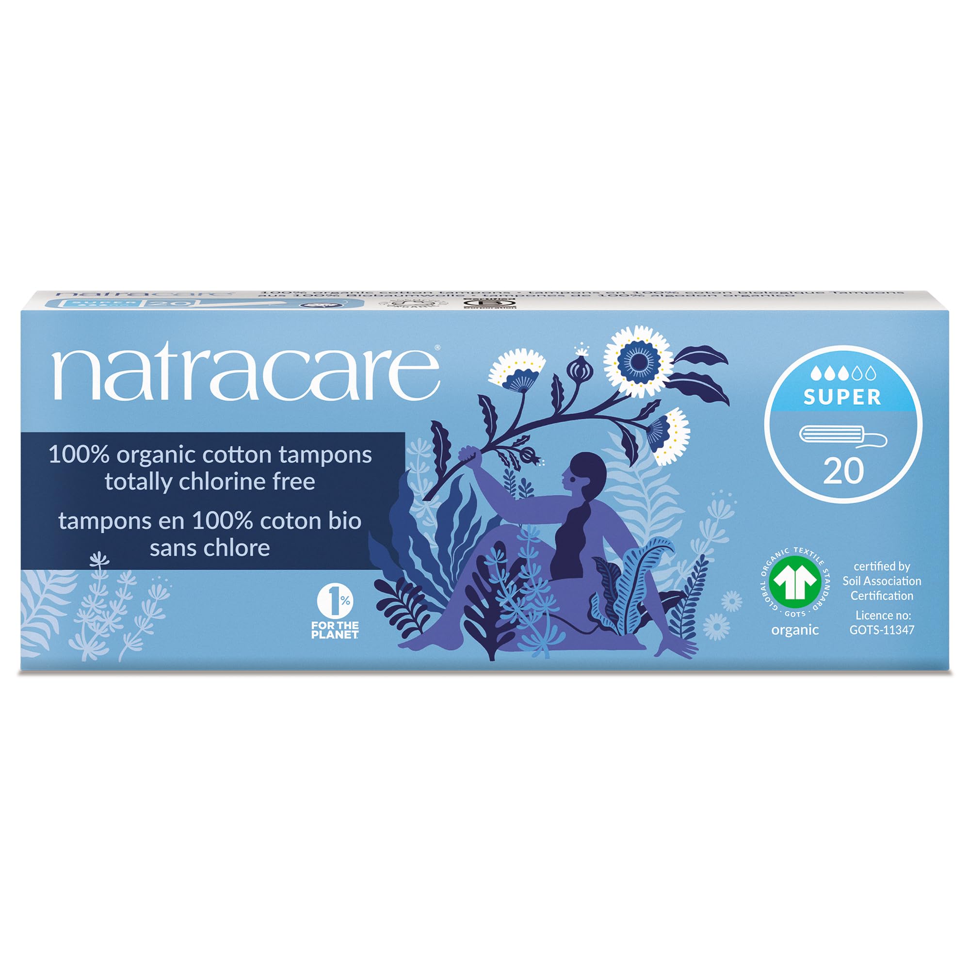 Natracare Organic Cotton Non-Applicator Tampons - Super | 1 Pack of 20 tampons