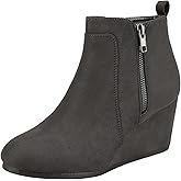 DREAM PAIRS Women's Suede Low Wedges Ankle Boots