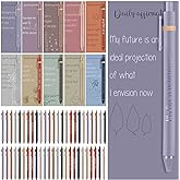 Cholemy 50 Set Positive Affirmation Pens Gifts Bulk for Students Women Men Employee Gifts Motivational Quote Ballpoint Pens with Cards for Stress Relief Gift