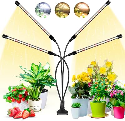 Wolezek Grow Lights for Indoor Plants 80 LED 4 Heads Full Spectrum 360°