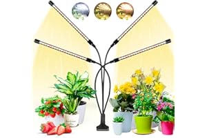 Wolezek Grow Lights for Indoor Plants, 80 LED 4 Heads Full Spectrum Grow Light with Clip, Plant Light with 5000K/3000K/660nm 