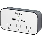 Belkin Wall Surge Protector - 3 Outlet w/ 2 USB Ports Mount with Premium Protection Against Surges Safe Charge for Mobile Dev