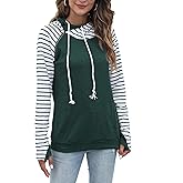 Veoyvo Womens Long Sleeve Tops Pullover Fashion Sweatshirts Double Hooded Block Casual Comfort With Kangaroo Pockets