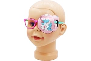 Astropic 3D Cotton & Silk Eye Patch for Kids | Girls Eye Patch for Glasses | Medical Eye Patch for Children with Lazy Eye (Blue Unicorn, Left Eye)