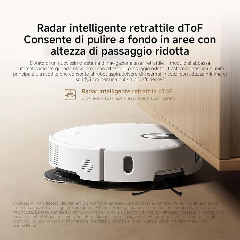 5 Robot aspirapolvere con lavaggio, 20000 Pa, navigazione dToF