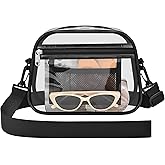 Busiuw Clear Bag for Stadium Events Mini Small Clear Purse Stadium Bag for Concert Sport Work(Black-Old)