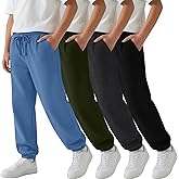 LessonZoo 4 Pack Boys Joggers Athletic Drawstring Sweatpants Kids Relaxed Fit Soft Sweat Pants Size 5-14 Years with Pockets