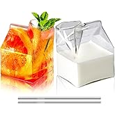 SuproBarware Cocktail Glasses 12oz 360ml Set of 2 Lead-Free Martini Glasses Whiskey Glasses Creative Milk Box Shape Glasses for Cocktail CGMK-2 (Set of 2)