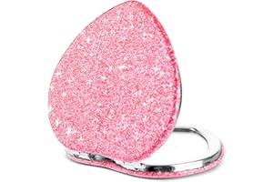 Dimeho Compact Folding Mirror Heart Shaped Magnifying Mini Vanity Mirror Portable Travel Makeup Mirror for Purse Double-Sided Cute Glitter Cosmetic Mirror for Women Home Office