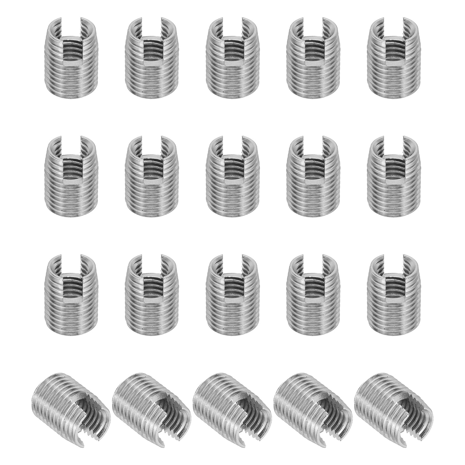 PATIKIL Self-Tapping Threaded Inserts, 20 Pcs M10 x M14 x 18mm 303 Stainless Steel Thread Adapter Reducer Slotted Screw Repair Inserts Nuts Sleeve
