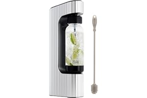 Twenty39 qarbo LUXE Premium Metal Sparkling Water Maker Machine - Soda Beverage Carbonator for Home, Seltzer & Carbonated Beverage Dispenser, Water Carbonation Fizz Maker (Amalfi Silver)