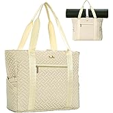 LASUK Tote Bag For Women, Checkered Zipper Laptop Shoulder Bag, Gym Tote Bag with Yoga Mat Bag, for Gym, Work, Travel, Shop