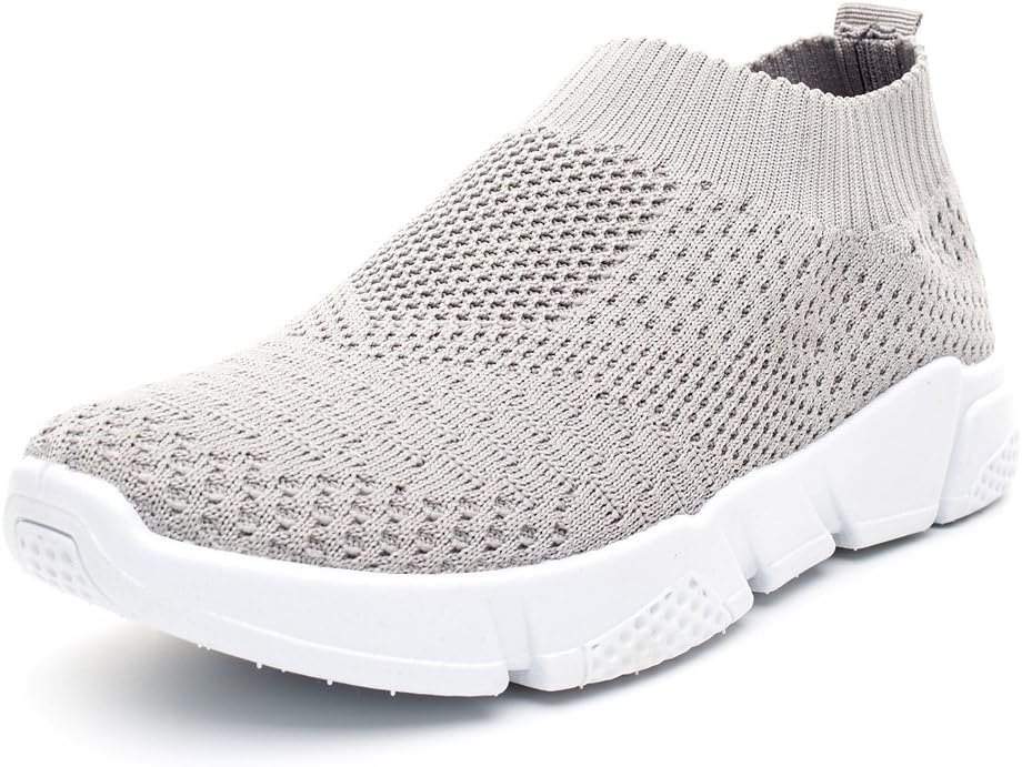 Women’s Slip On Walking Shoes Lightweight Athletic Running Sneakers Breathable Mesh Sock Shoes Grey