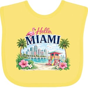 inktastic Hello Miami South Beach Flamingo Baby Bib