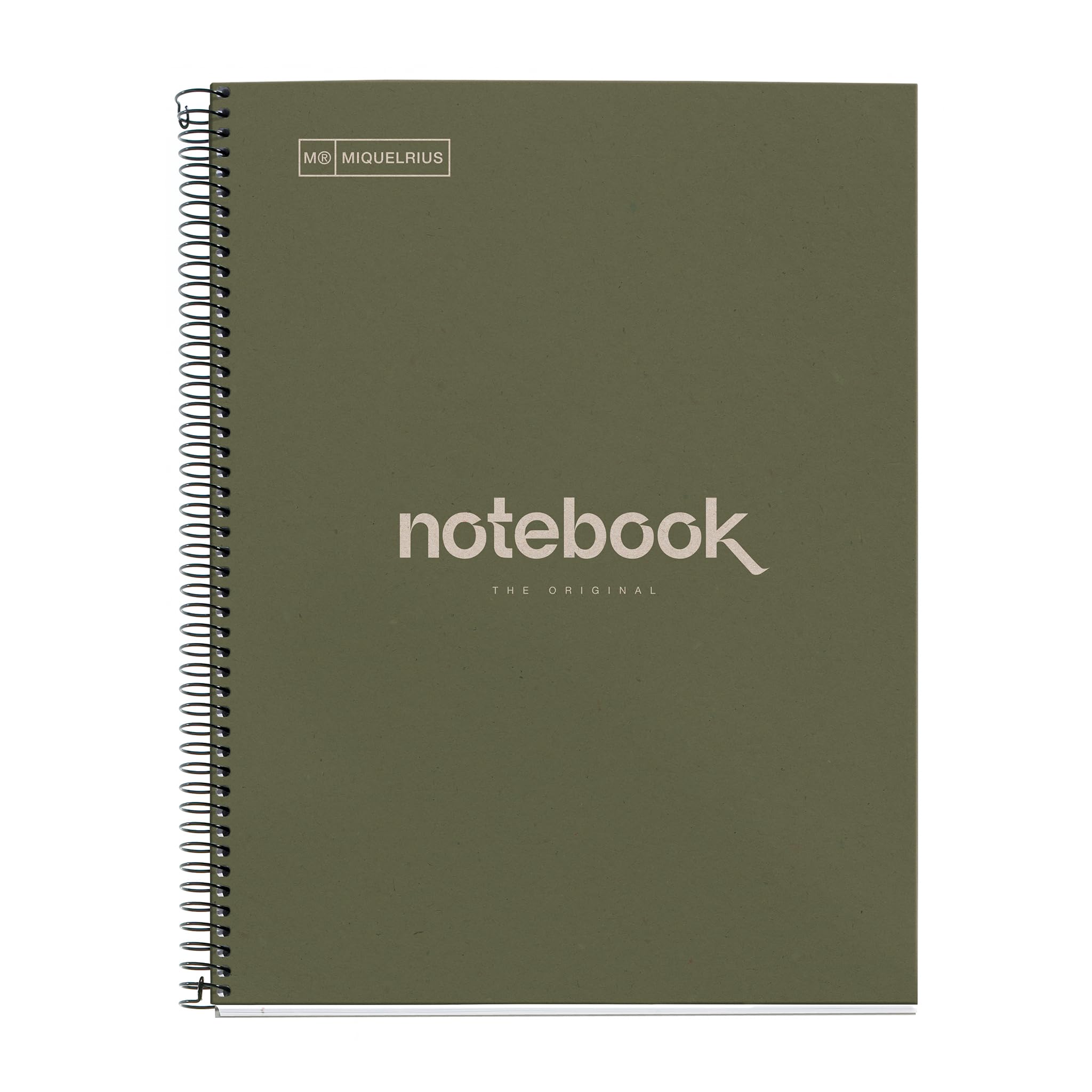 Miquelrius - Notebook Emotions Notebook 100% Recycled 1 Strip A4 80 Sheets with Horizontal Lines 7 mm Paper 80 g 4 Holes Cardboard Cover Green