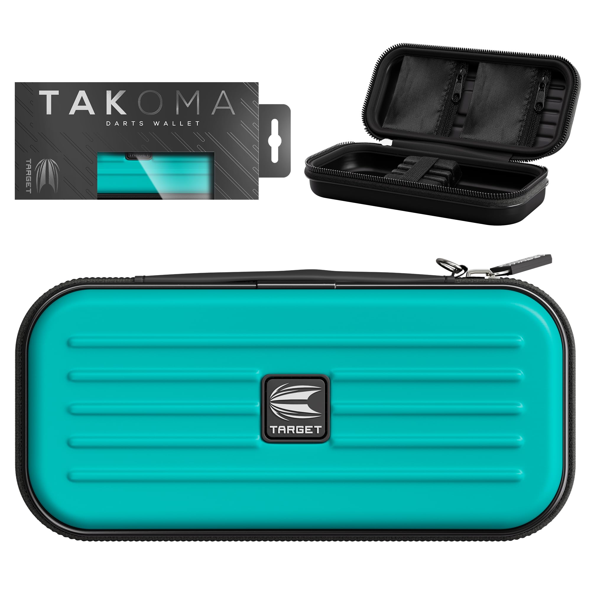 Target Darts Takoma Dart Case Wallet, Regular Size, Aqua | Store 3 Fully Assembled Darts & Accessories | Dart Holder with Zip Lock Pouches, Store Flights, Shafts & Swiss Points