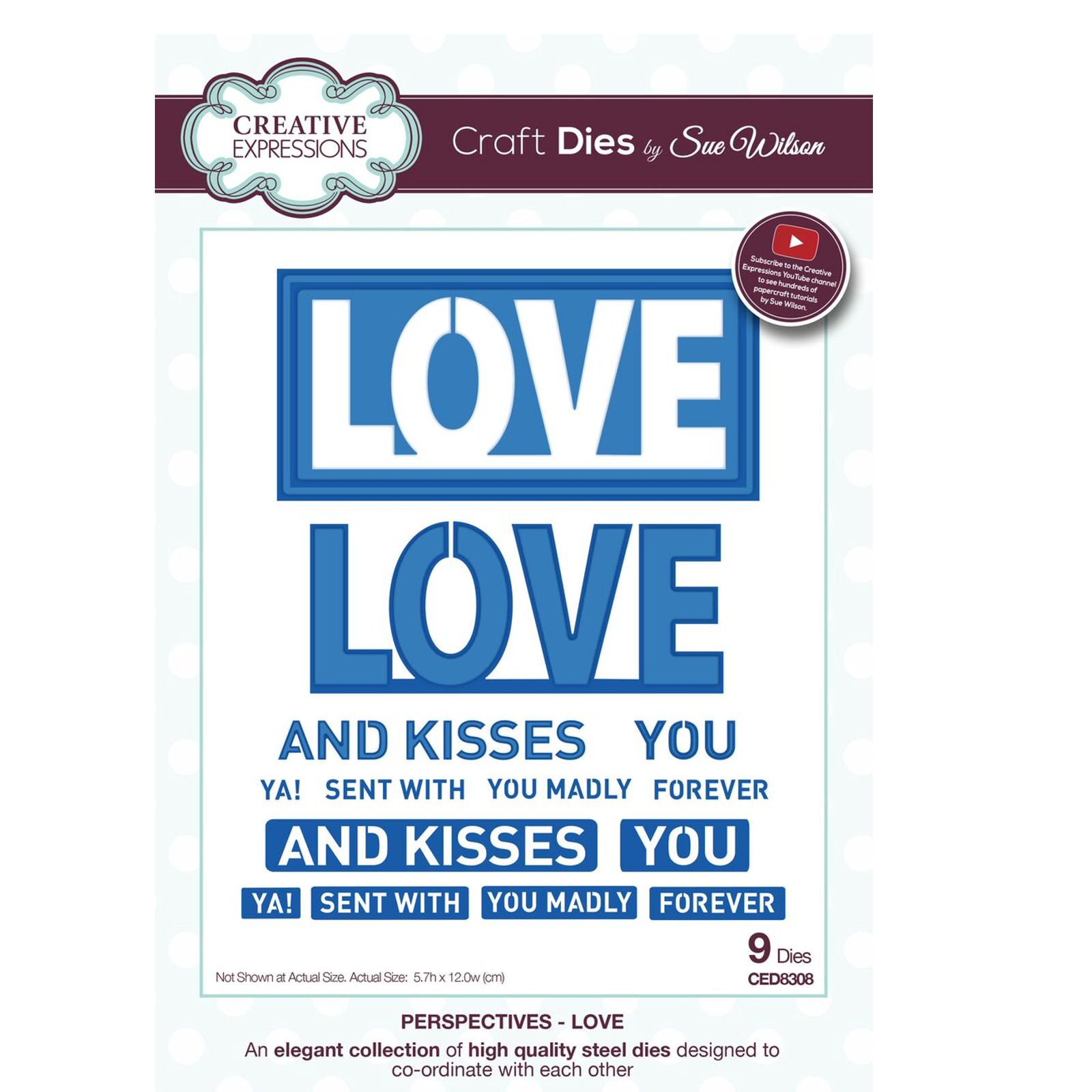 Sue Wilson Perspectives-Love Die, Metal, 5.7 x 12 cm