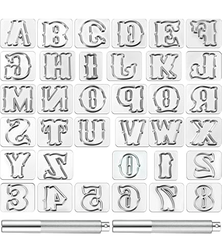 新品未使用　manual alphabet size 1 Retro Grade Alphabet Leather Stamp Steel Set – A–Z and 0–9
