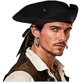 Bskifnn Unisex Pirate Hat Pirate Costume Accessories Vintage Triangle Hat for Halloween Cosplay Party (Triangle, Black)