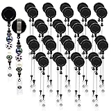 60pcs Black Beadable Badge Reels Making Kits