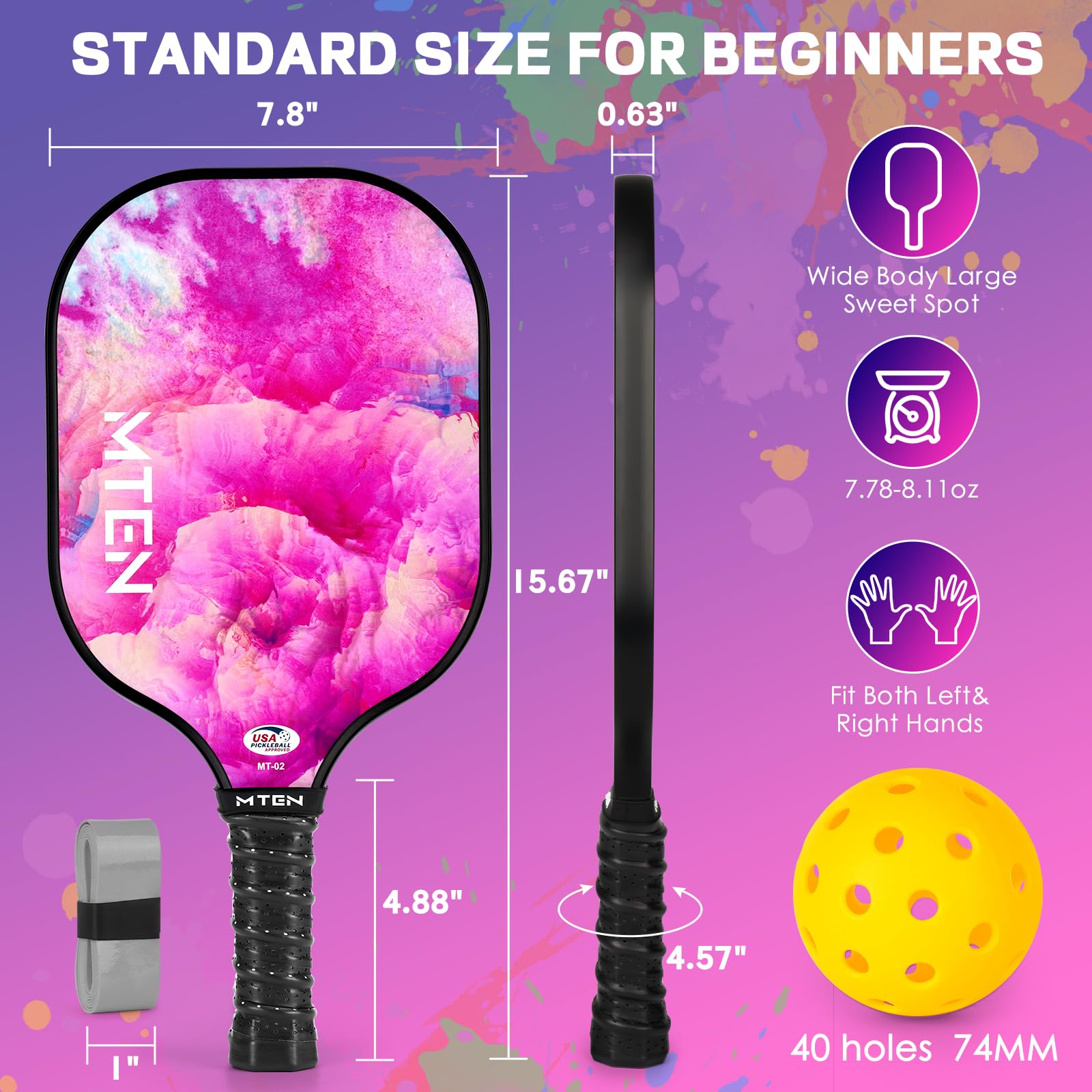 Pickleball Paddles, USAPA Approved Fiberglass Surface Pickleball Set with Pickleball Rackets, Pickleball Paddles Set ​for Men Women