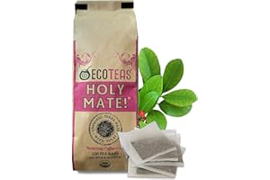 ECOTEAS Holy Mate! Organic Yerba Mate Tea Bags with Tulsi & Mint – Natural Energy, Detox Herbal Tea, Stress Support – Kosher, Non-GMO, Gluten-Free - 100 Bulk Bags, 8.8 oz (Pack of 1)