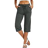 MAGCOMSEN Women's Cotton Capri Pants with 5 Pockets Yoga Wide Leg Capris Loose Casual Lounge Workout Capri Sweatpants