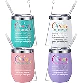 Layhit 12 oz Chaos Coordinator Gifts Tumbler Employee Appreciation 2025 for Women Stainless Steel Tumbler Insulated Thank You Gifts for Teacher Nurse Boss Leader(Candy Color,4 Packs)