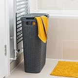 Addis Faux Rattan Slim Laundry Hamper Charcoal 40 Litre view 3