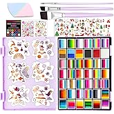 148 Colors Professional Face Painting Kit for Kids | Non-Toxic, Hypoallergenic Water Activated Split Cake Face Paint Palette with 42x10g Cakes | Stencils & Brushes | Halloween , Easter, Party Makeup