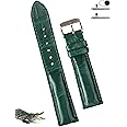 vinacreations 21mm Green Alligator Belly Leather Watch Band Crocodile Strap Men Quick Release Premium Replacement Wristwatch Band Tag Buckle Handmade Vietnamese DH-08-21MM