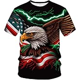 LAOLIUSN Star Stripe Flag T-Shirt for Men Summer Short Sleeve Tees Tops Patriot Theme Shirt Eagle Graphic Shirt