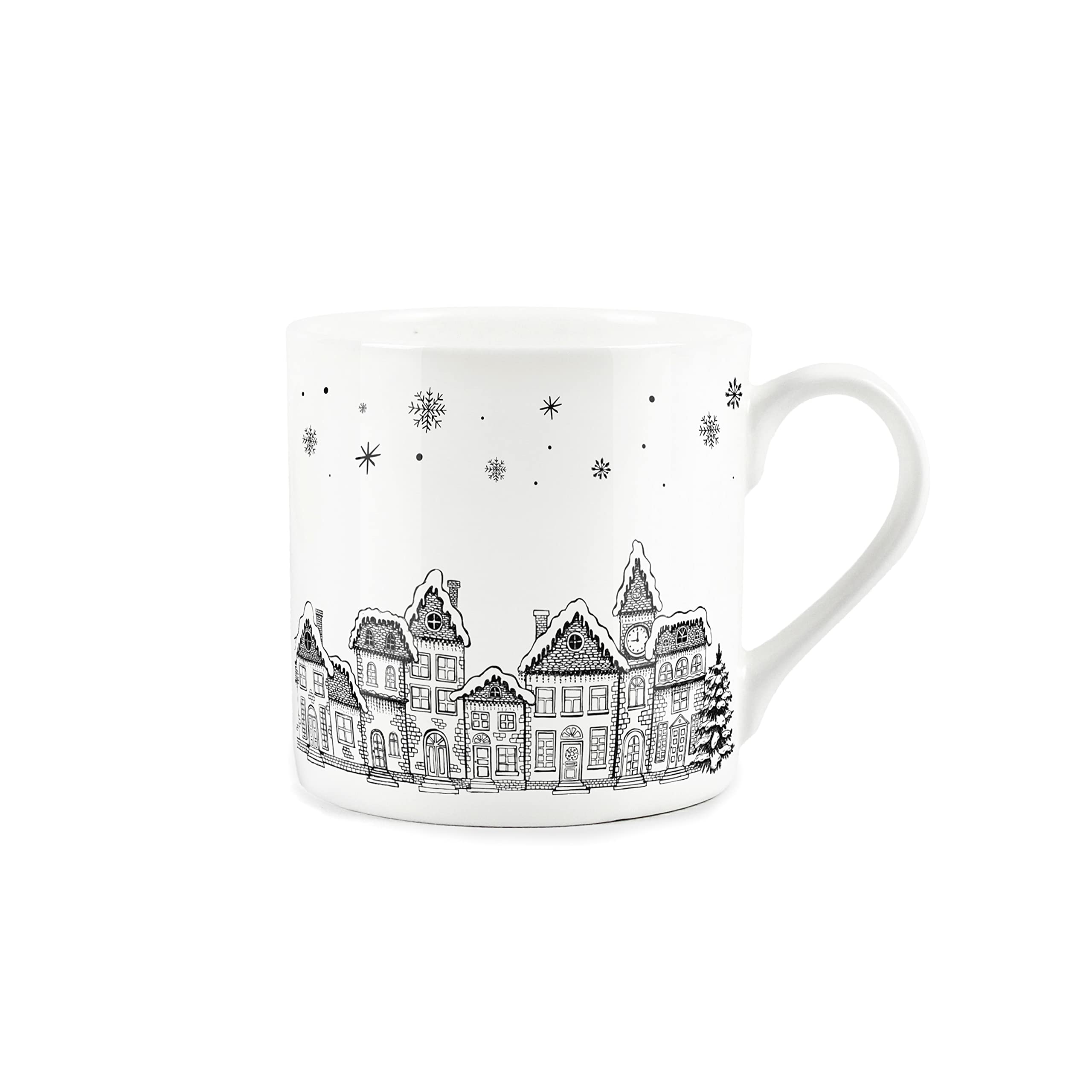 Purely Home Christmas Festive Winter Village - Fine Bone China White Mug Coffee/Tea Present Xmas Gift