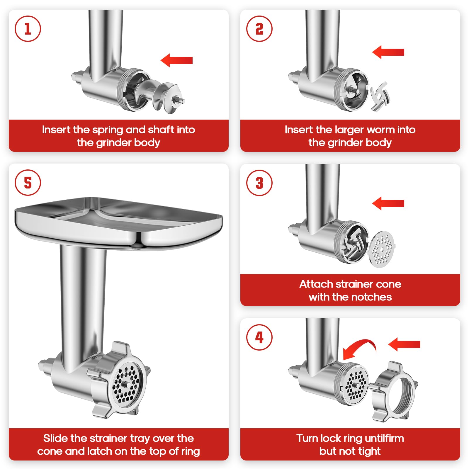 Meat Grinder & Stainless Steel Slicer Shredder Attachment for KitchenAid Stand Mixer, Meat Grinder for Kitchenaid Mixer with Sausage Stuffer Tubes, Cheese Grater Attachment for Kitchenaid Stand Mixer