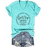 Girls Trip Shirts Girls Trip 2026 T Shirt Women Funny Travel Weekend V Neck Tshirt Short Sleeve Tee Cotton Tshirts