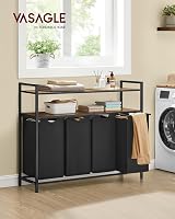 VASAGLE Laundry Basket with 4 Pull-Out Liners and 2 Shelves 160 L view 2