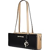 True Religion Satchel Bag, East/West Modern Structured Purse with Dual Shoulder Straps, Logo Charm and Gold Hardware