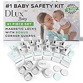 Magnetic Cabinet Locks Child Safety 41-Piece Kit with New Upgraded Adhesive [12 Magnet Locks 2 Keys 4 Corner Guards] Easy Ins