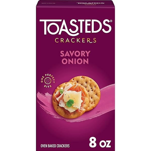 TOASTEDS CRACKERS, LUNCH SNACKS, PARTY SNACKS, SAVORY ONION,...