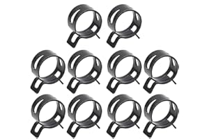 MroMax 10Pcs 0.75"(19mm) ID Spring Band Hose Clamps, Black Hose Clamp Fit for 13/16" OD Fuel Line, Silicone Vacuum Hose Pipe,