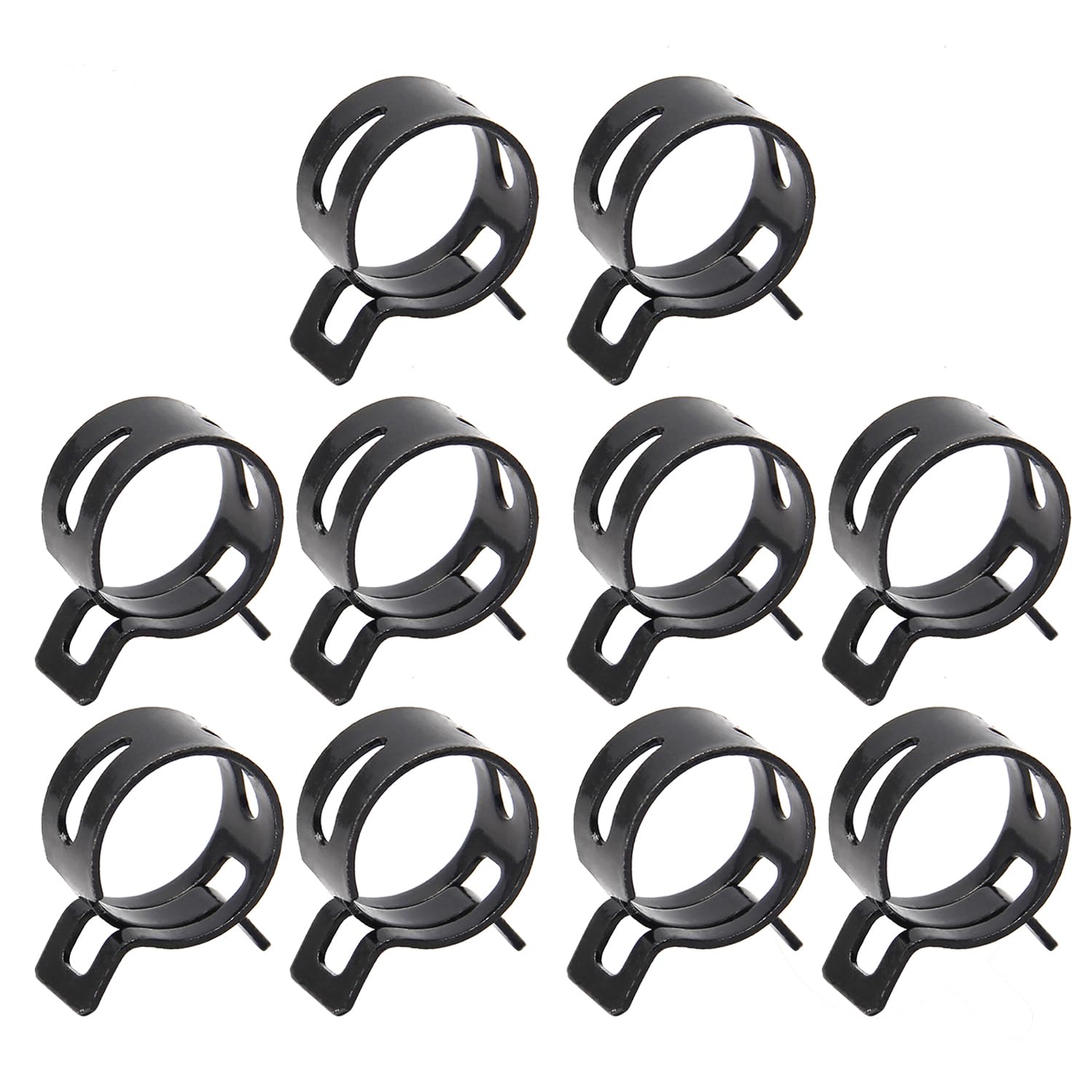 MroMax Steel Band Clamp 19mm for Fuel Line Silicone Hose Tube Spring Clips Clamp Black Manganese Steel 10Pcs