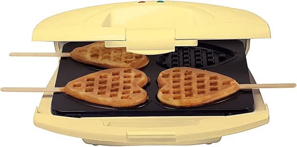 Bestron Gofrera En Forma De Corazu00f3n, Gofrera Doble En Diseu00f1o Retro,  Para Dos Gofres, Con Revestimiento Antiadherente, Colecciu00f3n Sweet