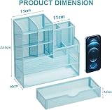 Marbrasse Mesh Desk Organiser Multicompartment Pen Holder Blue view 4