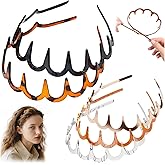 HJKLIUT 5Pcs U Shape Fashion Tooth Hair Comb Headband, High Cranium Head Bands for Women's Hair, Wavy Teeth Hairs Hoop, Vintage High Cranium Hairband for Women (5Pcs Mix, One Size)