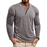 Mens Shirts Long Sleeve Casual Classic Henley Cotton T-Shirts Lightweight Button Tee Shirts