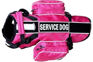 Pimaodog Dog Saddlebag Backpack, Back Pack Dog Harness, Camping & Travel Vest Harness, Reflective Hound Hiking Backpack Saddl