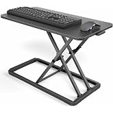 VIVO Black 24 in Single Top Keyboard and Mouse Riser, DESK-V024A | Height Adjustable, Scissors Lift Keyboard &amp; Mouse Riser, Compact Laptop Desk for Ergonomic Sit Stand Workstation, Black Frame