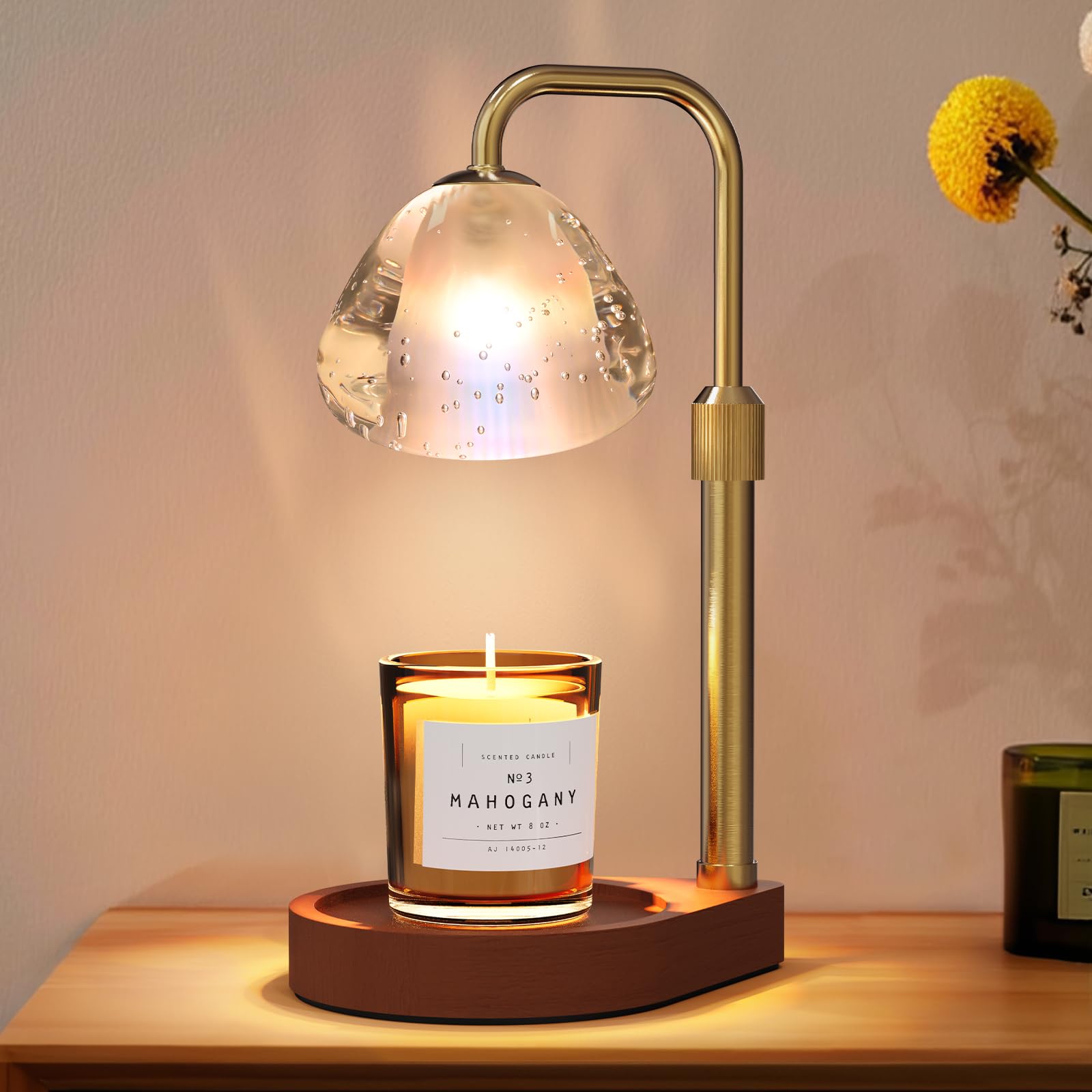 View 1 of **base is cracked, see photos**TIOXEMO Candle Warmer Lamp with Timer Dimmable, Height Adjustable Wax Melt Warmer with 2 Bulbs, Gifts for Women, House Warming Gifts New Home Décor